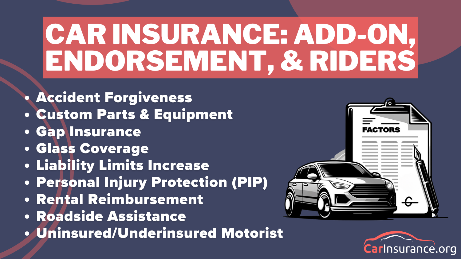 Add-ons, Endorsements, and Riders(Definition Card): best car insurance in Montana