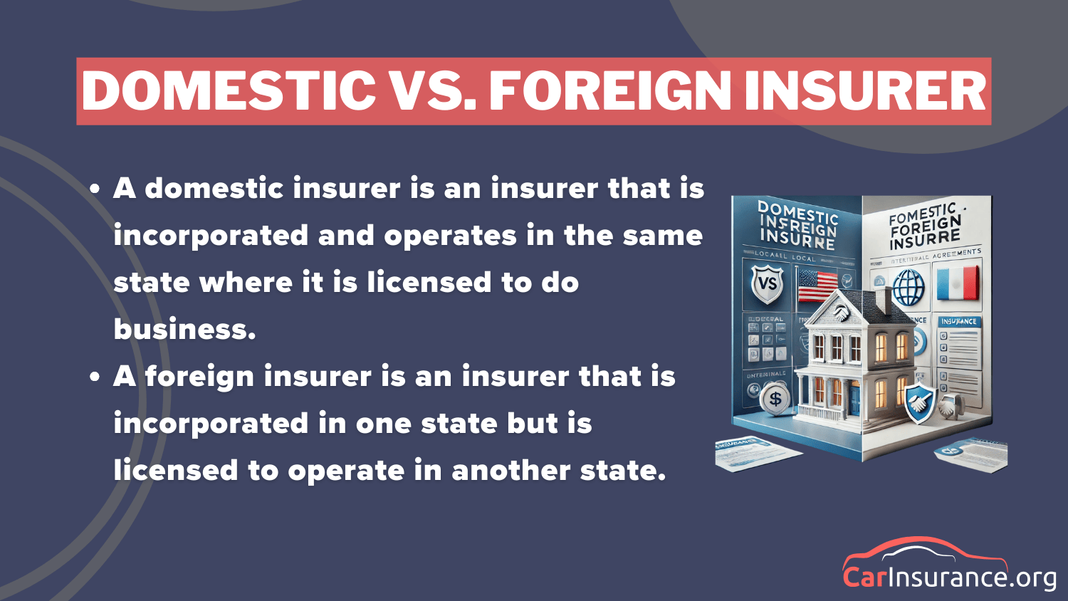 best car insurance in north dakota: Domestic vs Foreign Insurer definition card 
