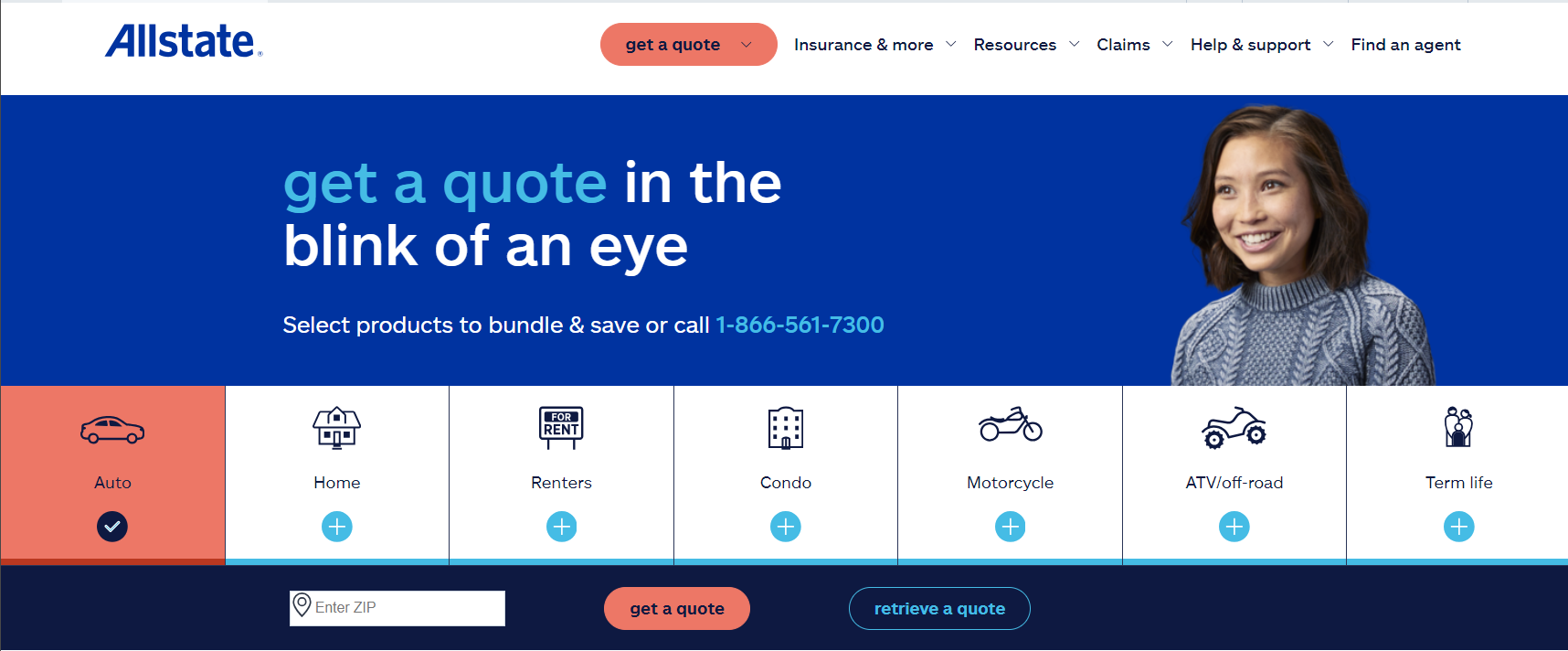 Allstate Site Screenshot: Best Car Insurance in Nebraska