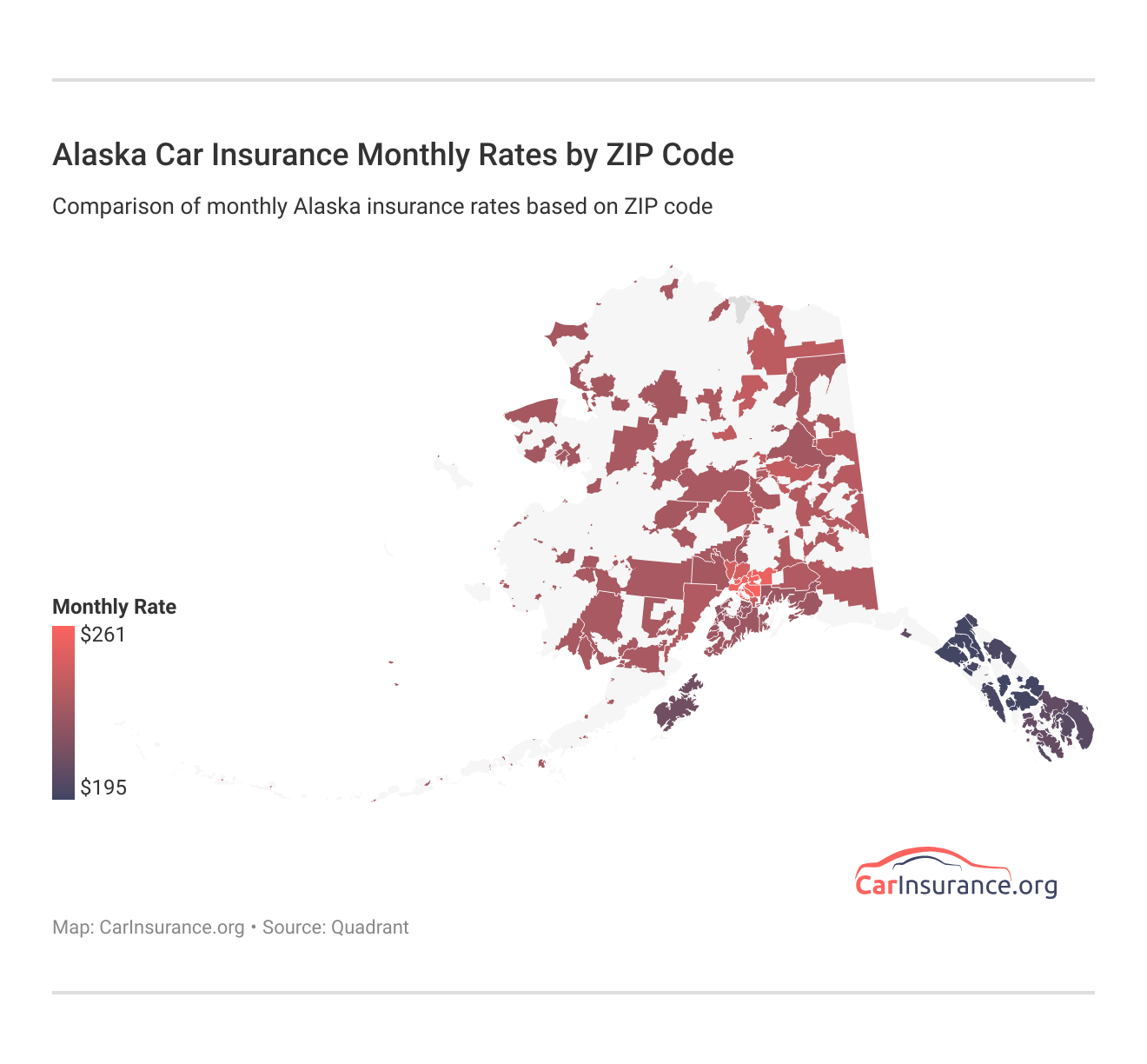 <h3>Alaska Car Insurance Monthly Rates by ZIP Code</h3>