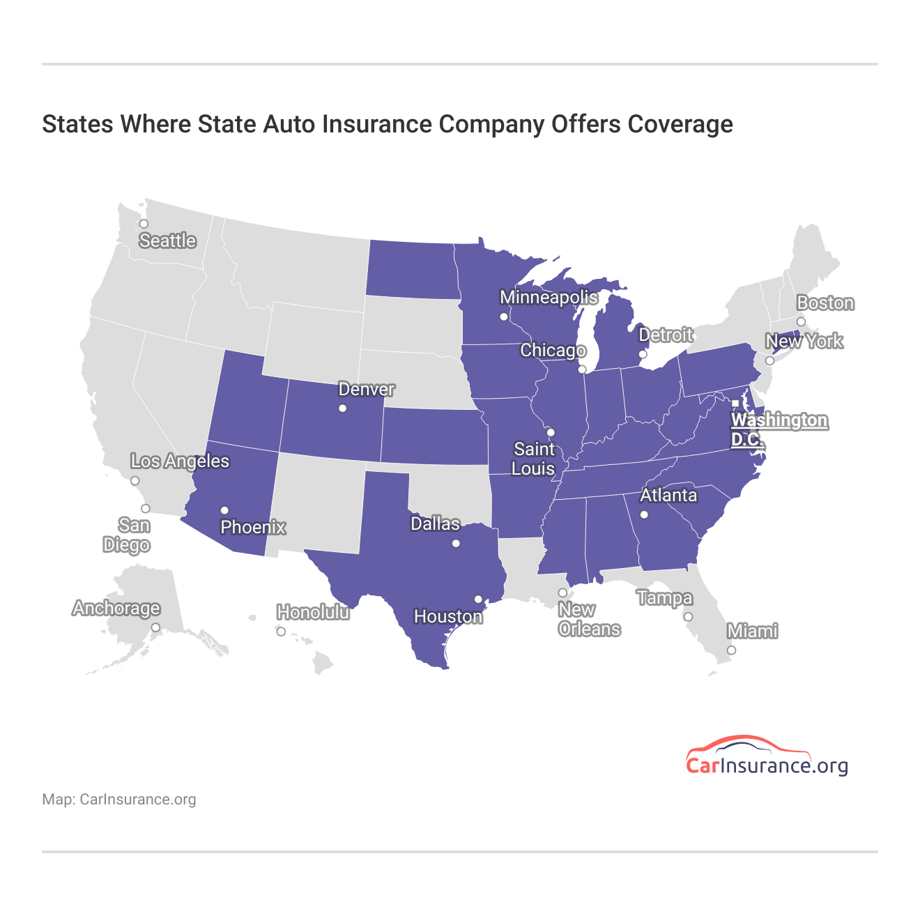 <h3>States Where State Auto Insurance Company Offers Coverage</h3>
