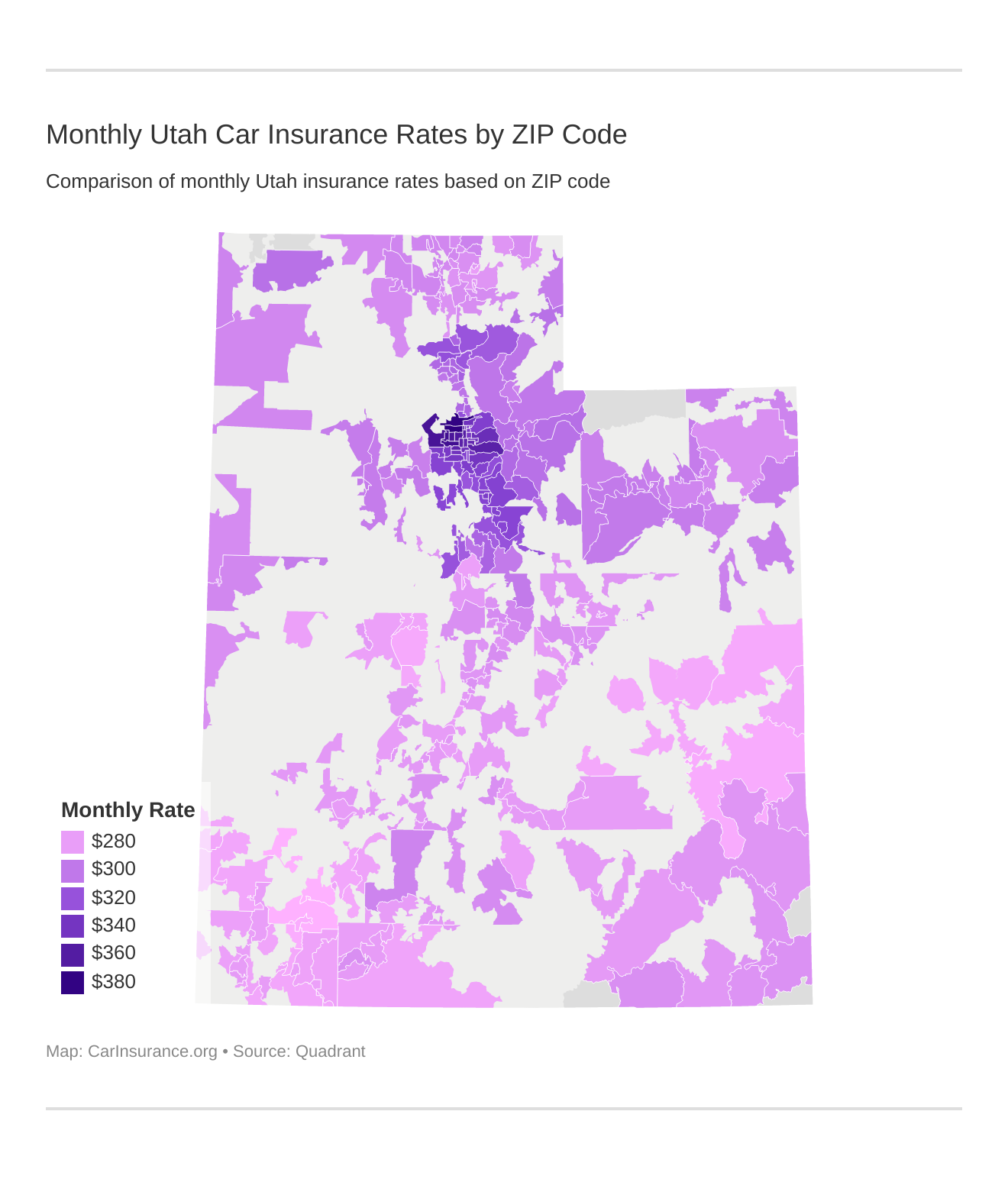 Monthly Utah Car Insurance Rates by ZIP Code