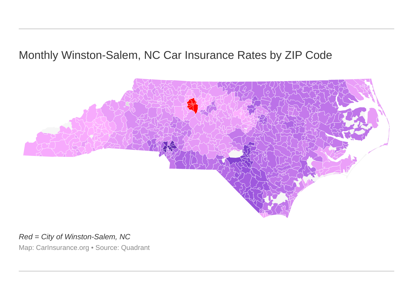 Monthly Winston-Salem, NC Car Insurance Rates by ZIP Code